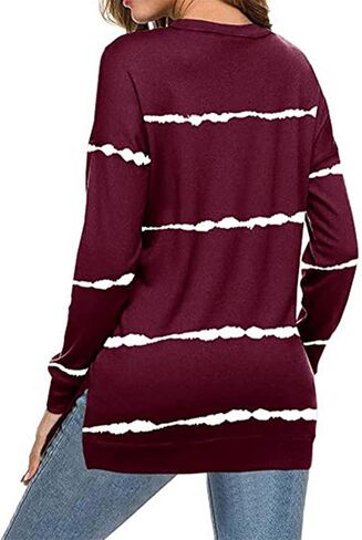 FLITAY Women’s Crew Neck Pullover Shirt Tunic Tops Star Printed Long Sleeve Sweatshirt in Saudi Arabia