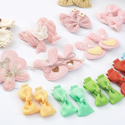 54pcs أقواس شعر الكلب مع عصابات مطاطية ، وأقواس شعر الكلب متعددة الألوان ، أليفة بيضاء للاستمتاع بوكونت مع مقاطع شعر عظمية نار لتجسس جرو كات in Kuwait