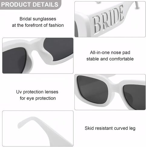Bride Sunglasses White Bridal Sunglasses For Women,Bridal Sunglass For Bachelorette Party,Bachelorette Party Favors Accessories Bridal Shower Gifts For Bride Party in Saudi Arabia