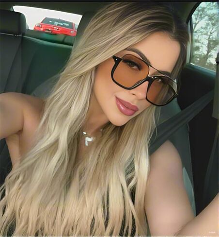 ADE WU Retro Oversized Aviator Sunglasses for Women Men Vintage 70s Square Semi-Rimless Pilot Style Sun Glasses in Saudi Arabia