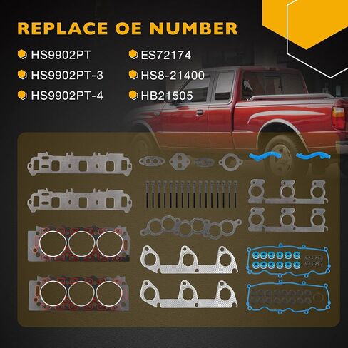 3.0 V6 Engine Cylinder Head Gasket Set, Compatible with 1998-2001 Mazda B3000 1998-2001 Ford Ranger 3.0L, Replace# HS9902PT ES72174 in Saudi Arabia