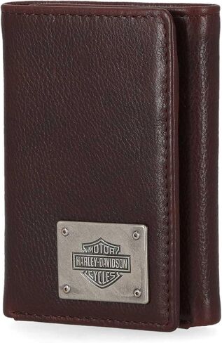 Harley-Davidson Men's Bar & Shield Plate Tri-Fold Leather Wallet - Oxblood Brown in Saudi Arabia