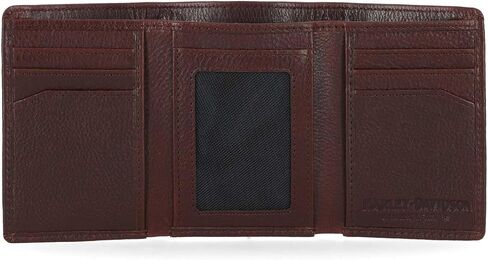 Harley-Davidson Men's Bar & Shield Plate Tri-Fold Leather Wallet - Oxblood Brown in Saudi Arabia