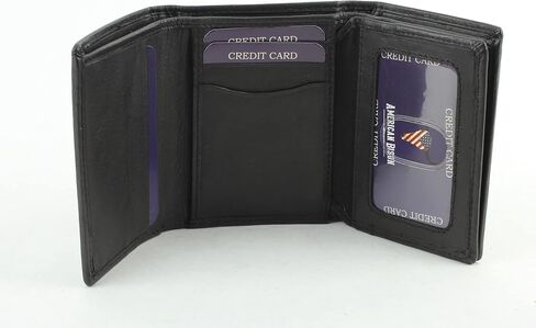 American Bison Men's Slim Wallet - RFID Flocking - جلد البقر مع صندوق هدايا (أسود) in Kuwait