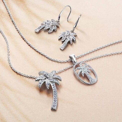 Bling Jewelry Hawaiian Nautical Opal Cubic Zirconia CZ Tropical Beach Vacation Palm Tree Earrings Necklace Pendant Anklet For Women Yellow 14K Gold Plated .925 Sterling Silver in Saudi Arabia