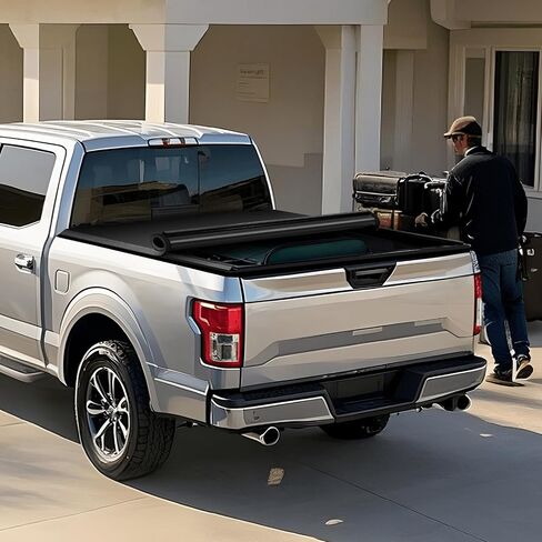 PZ Soft Roll Truck Bed Tonneau Cover متوافق مع 2020-2025 Jeep Gladiator JT 5 '(60.3 ") سرير أسود in Kuwait