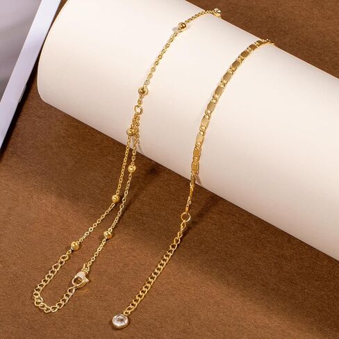 Gold & Silver Hand Chain Bracelet Set for Women Ring Bracelet CZ Beaded Layer Snake Link Chain Finger Jewelry Adjustable Hypoallergenic Trendy Hand Jewelry for Everyday Wear in Kuwait