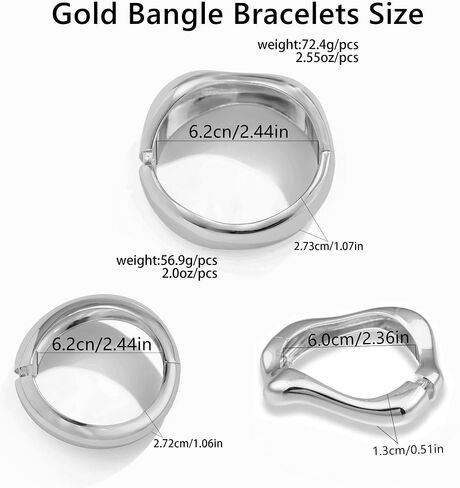 Gold Bangle Bracelets for Women Trendy Chunky Wide Cuff Stackable Bangles Irregular Minimalist Jewelry Accessories in Saudi Arabia