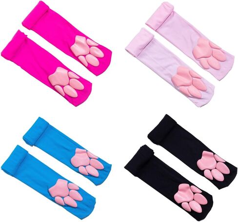 3D Cat Paw Pad Socks ، Sopyed Pawpad Socks Fithigh High Socks for Girls Kids Women Cosplay على جوارب الركبة in Kuwait