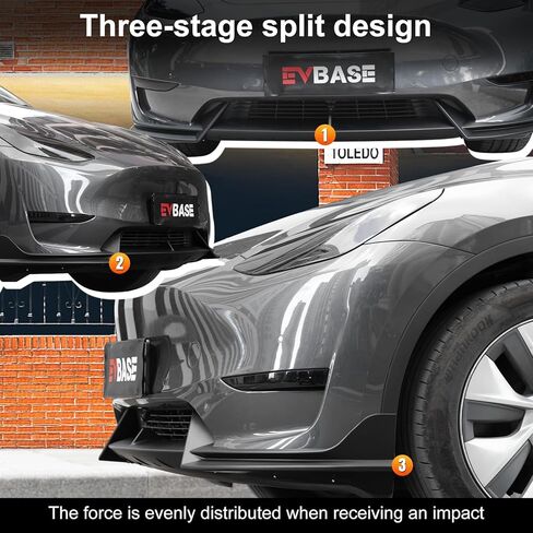 3pcs الأمامية الوفير الشفاه لفافة شفة Tesla Model Y 2020 ~ 2025.2 Front Lip Spoiler V model y abs Sport Body Kit Model Moder in Kuwait