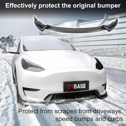 3pcs الأمامية الوفير الشفاه لفافة شفة Tesla Model Y 2020 ~ 2025.2 Front Lip Spoiler V model y abs Sport Body Kit Model Moder in Kuwait