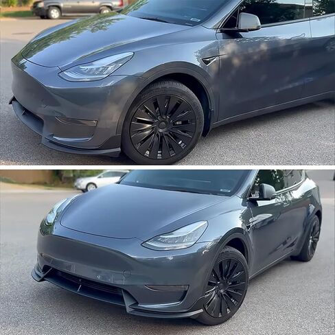 3pcs الأمامية الوفير الشفاه لفافة شفة Tesla Model Y 2020 ~ 2025.2 Front Lip Spoiler V model y abs Sport Body Kit Model Moder in Kuwait