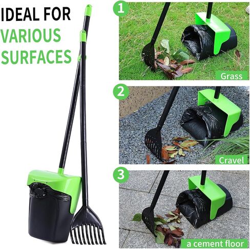 Pooper Scooper Large Odorless Swivel Bin & Rake with 160 Waste Bags,Heavy Duty Dog Pooper Scooper with Bag Attachment for Yard, Long Handle Poop Scooper with Lid for Large Medium Small Dogs in Kuwait