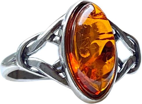 Natural Baltic Cognac Amber and Sterling Silver Ring, Beautiful Stone Gift, Gift For Her, Woman Jewelry in Saudi Arabia