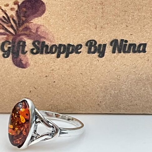 Natural Baltic Cognac Amber and Sterling Silver Ring, Beautiful Stone Gift, Gift For Her, Woman Jewelry in Saudi Arabia
