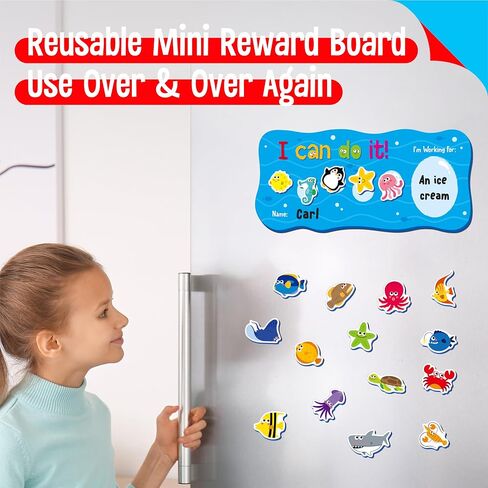 “I CAN DO IT" Token Board,Magnetic Reward Chart with 26 Animal Magnets, Red Bus Reward Chart for Kids, Incentive Positive Chart for Good Behavior and Responsibility, Great for Toddlers, Kids, Students in Kuwait