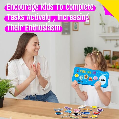 “I CAN DO IT" Token Board,Magnetic Reward Chart with 26 Animal Magnets, Red Bus Reward Chart for Kids, Incentive Positive Chart for Good Behavior and Responsibility, Great for Toddlers, Kids, Students in Kuwait