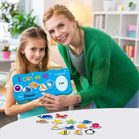 “I CAN DO IT" Token Board,Magnetic Reward Chart with 26 Animal Magnets, Red Bus Reward Chart for Kids, Incentive Positive Chart for Good Behavior and Responsibility, Great for Toddlers, Kids, Students in Kuwait