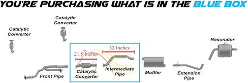 Exhaust Rear Catalytic & Intermediate Pipe Compatible for 2009-2017 Chevy Traverse 3.6L | EPA-Approved | Stainless Steel | Northeastern Exhaust | Free Clamp and Gaskets Included in Saudi Arabia