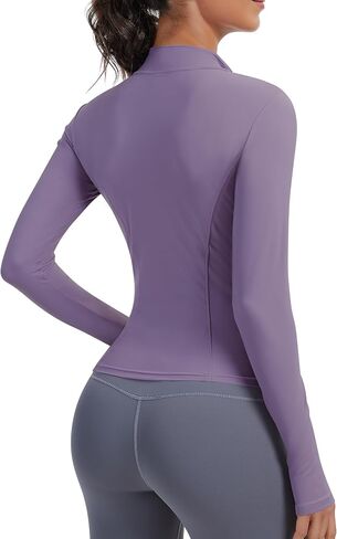 JoyGirl Women Workout Jacket Cropped Running Jackets Zip Up Gym Athletic Tops Yoga Top with Thumb Holes in Kuwait