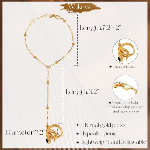 Gold & Silver Hand Chain Bracelet Set for Women Ring Bracelet CZ Beaded Layer Snake Link Chain Finger Jewelry Adjustable Hypoallergenic Trendy Hand Jewelry for Everyday Wear in Kuwait