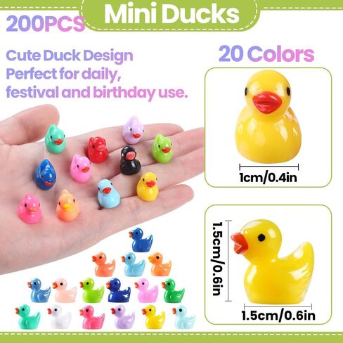 200pcs Luminous Mini Resin Ducks 20 Colors Small Tiny Little Duck Figurines to Hide Glow in The Dark Miniature Figures for Dollhouse Micro Garden Landscape Decoration Craft Party Favors Toys in Kuwait