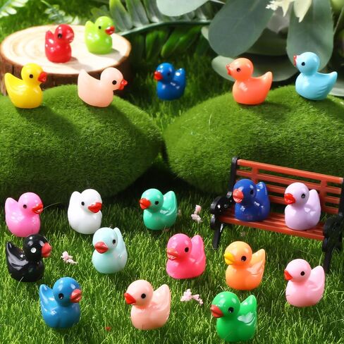 200pcs Luminous Mini Resin Ducks 20 Colors Small Tiny Little Duck Figurines to Hide Glow in The Dark Miniature Figures for Dollhouse Micro Garden Landscape Decoration Craft Party Favors Toys in Kuwait