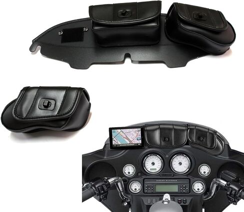 MZS Touring Motorcycle Windshield Bag, Three Pocket Batwing Fairing Pouches Accessories Black Compatible with 1996-2013 Electra Glide Ultra Tri Street Glide Trike Models in Saudi Arabia