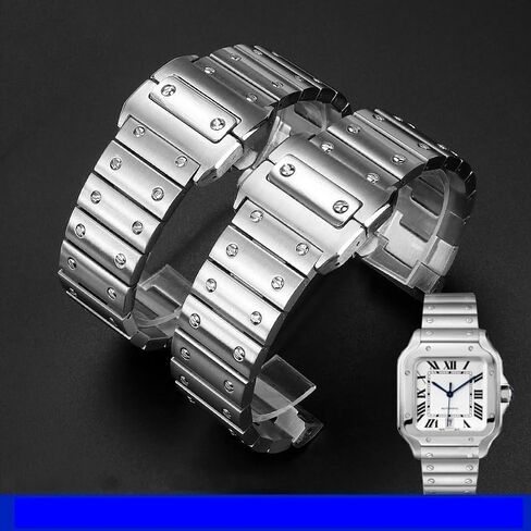 Solid Stainless Steel Watch Band For Cartier Santos 100 Series Men's Wristband Bracelet 23mm Butterfly Buckle Watch Accessories in Saudi Arabia