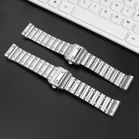 Solid Stainless Steel Watch Band For Cartier Santos 100 Series Men's Wristband Bracelet 23mm Butterfly Buckle Watch Accessories in Saudi Arabia