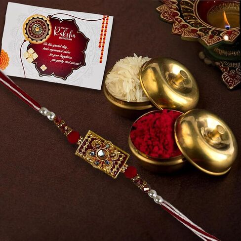 New Fancy Designer Rakhi for Rakshabandhan (Ganesha,Flower) Pack of 3, Medium in Saudi Arabia