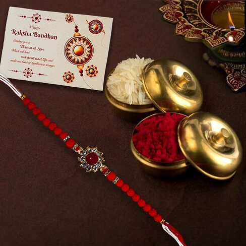 New Fancy Designer Rakhi for Rakshabandhan (Ganesha,Flower) Pack of 3, Medium in Saudi Arabia
