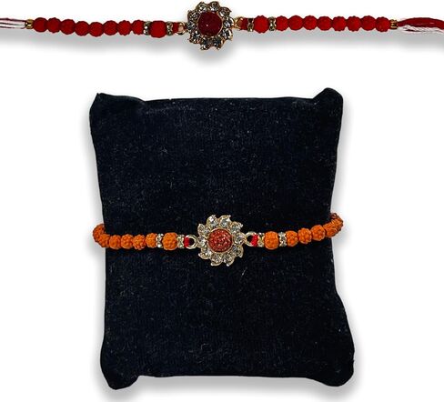 New Fancy Designer Rakhi for Rakshabandhan (Ganesha,Flower) Pack of 3, Medium in Saudi Arabia