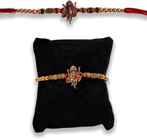New Fancy Designer Rakhi for Rakshabandhan (Ganesha,Flower) Pack of 3, Medium in Saudi Arabia