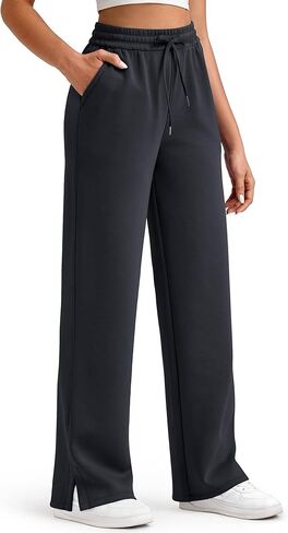 G4Free Smoofit Modal Soft Women's Wide Leg Sweatpants High Waisted Drawstring Side Slit Casual Lounge Pants with Pockets in Saudi Arabia