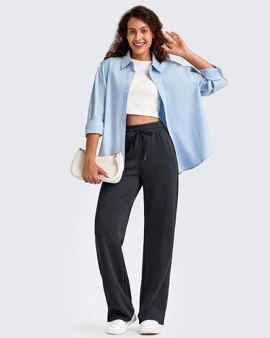 G4Free Smoofit Modal Soft Women's Wide Leg Sweatpants High Waisted Drawstring Side Slit Casual Lounge Pants with Pockets in Saudi Arabia