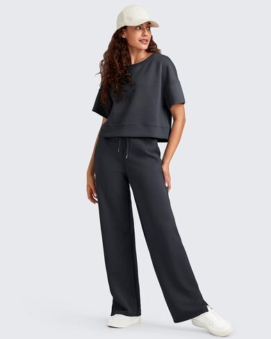 G4Free Smoofit Modal Soft Women's Wide Leg Sweatpants High Waisted Drawstring Side Slit Casual Lounge Pants with Pockets in Saudi Arabia