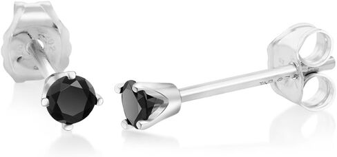 Gem Stone King 925 Sterling Silver Black Diamond Stud Earrings For Women Men | 0.17 Carat Cttw | Round 2.5MM in Saudi Arabia