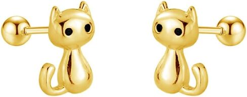 Cute 20g Cat S925 Sterling Silver Screw Back Cartilage Small Stud Earrings for Women Minimalist Lovely Pet Animal Tiny Helix Sleeper Earring Studs Nickel Free Hypoallergenic Jewelry Gifts in Saudi Arabia