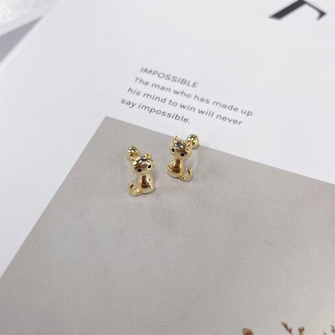 Cute 20g Cat S925 Sterling Silver Screw Back Cartilage Small Stud Earrings for Women Minimalist Lovely Pet Animal Tiny Helix Sleeper Earring Studs Nickel Free Hypoallergenic Jewelry Gifts in Saudi Arabia