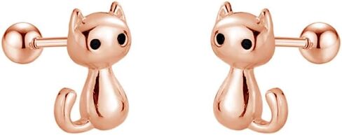 Cute 20g Cat S925 Sterling Silver Screw Back Cartilage Small Stud Earrings for Women Minimalist Lovely Pet Animal Tiny Helix Sleeper Earring Studs Nickel Free Hypoallergenic Jewelry Gifts in Saudi Arabia