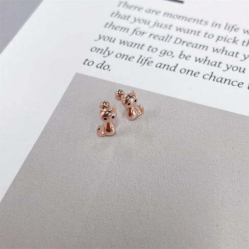 Cute 20g Cat S925 Sterling Silver Screw Back Cartilage Small Stud Earrings for Women Minimalist Lovely Pet Animal Tiny Helix Sleeper Earring Studs Nickel Free Hypoallergenic Jewelry Gifts in Saudi Arabia