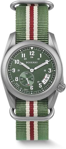 Boderry 38mm Men's Watch Watch Titanium Field Watch - حركة الكوارتز السويسرية ، وظائف يوم المراقبة العسكرية 100 متر مقاومة للماء - Voyager in Kuwait