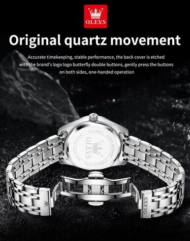 OLEVS Mens Watches Business Large Numer Easy to Read Quartz Watch Stainless Steel Waterproof Luminous Date Casual Male Watch in Kuwait