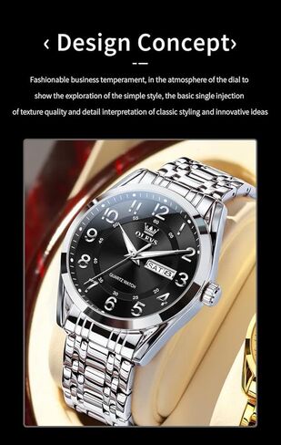OLEVS Mens Watches Business Large Numer Easy to Read Quartz Watch Stainless Steel Waterproof Luminous Date Casual Male Watch in Kuwait