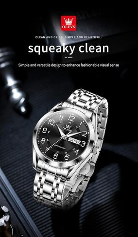 OLEVS Mens Watches Business Large Numer Easy to Read Quartz Watch Stainless Steel Waterproof Luminous Date Casual Male Watch in Kuwait