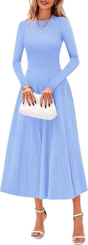 Prettygarden للسيدات الأكمام الطويلة فستان سترة Midi 2025 Fall Crewneck متماسكة خط زفاف ضيف الفساتين الشتوية in Kuwait