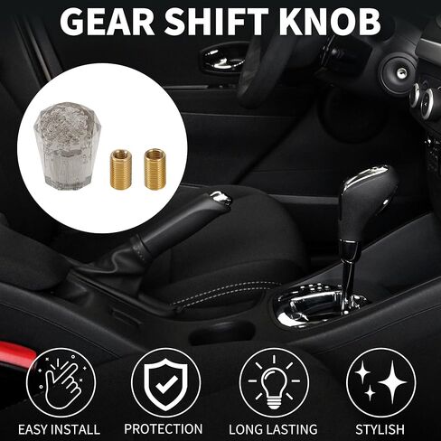 Car Shift Knob 20cm | Front Shift Lever Knob Universal for Automatic and Manual Vehicle Acrylic Clear with 2 Adapter 1 Set in Saudi Arabia