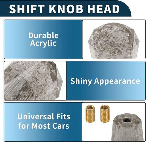 Car Shift Knob 20cm | Front Shift Lever Knob Universal for Automatic and Manual Vehicle Acrylic Clear with 2 Adapter 1 Set in Saudi Arabia