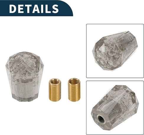 Car Shift Knob 20cm | Front Shift Lever Knob Universal for Automatic and Manual Vehicle Acrylic Clear with 2 Adapter 1 Set in Saudi Arabia
